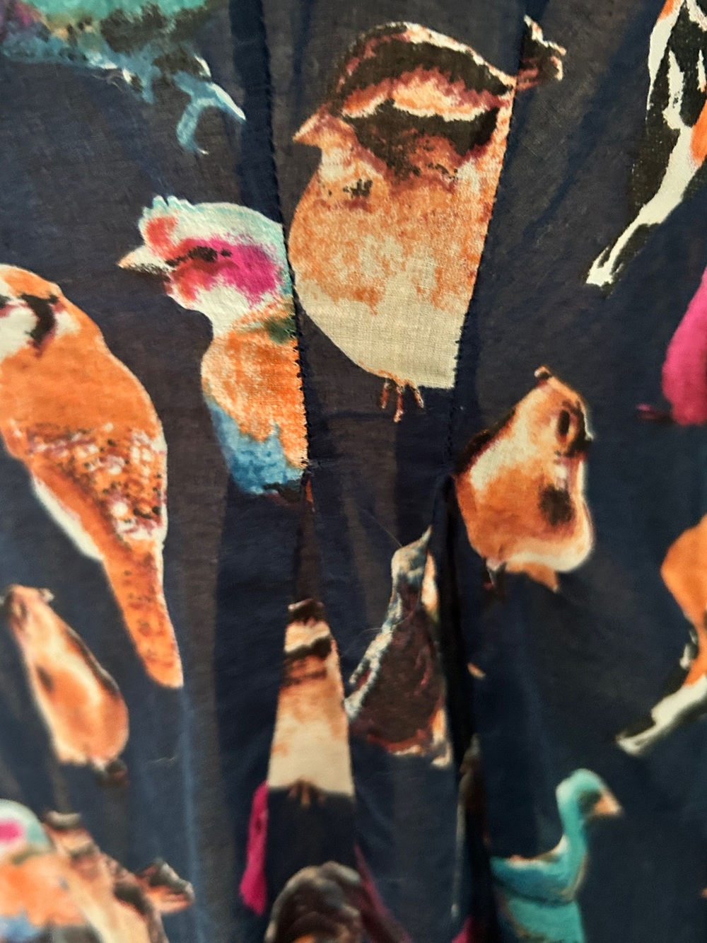 Meadow Rue Navy Bird-Print Flutter Sleeve V-Neck Blouse - Picture 6 of 8